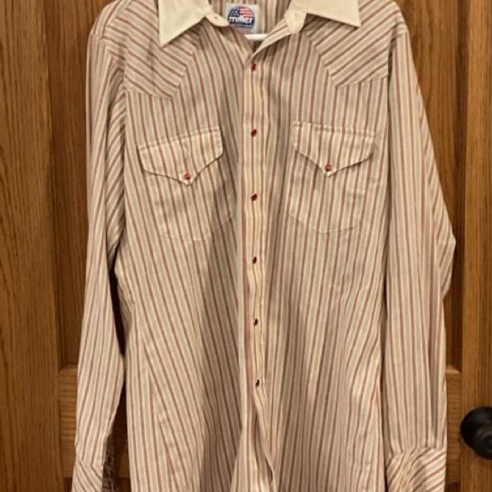 Miller Men's White and Burgundy Shirt